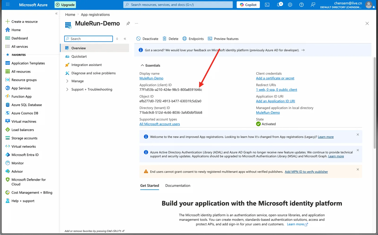 Record Application (client) ID on the Overview page (3)