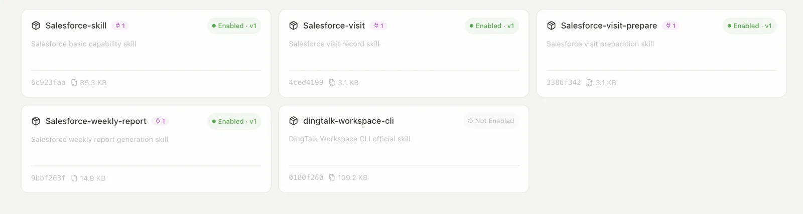 Enabling other Salesforce-related Skills one by one